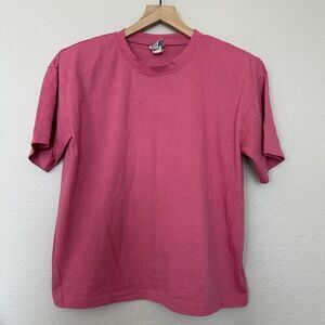 Vtg 80 L’s Pink Fast Fashion California Tee Unisex One Size EUC Shoulder Pads